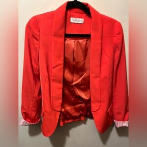 Kittenish‎ lined red blazer cuff contrast XS
